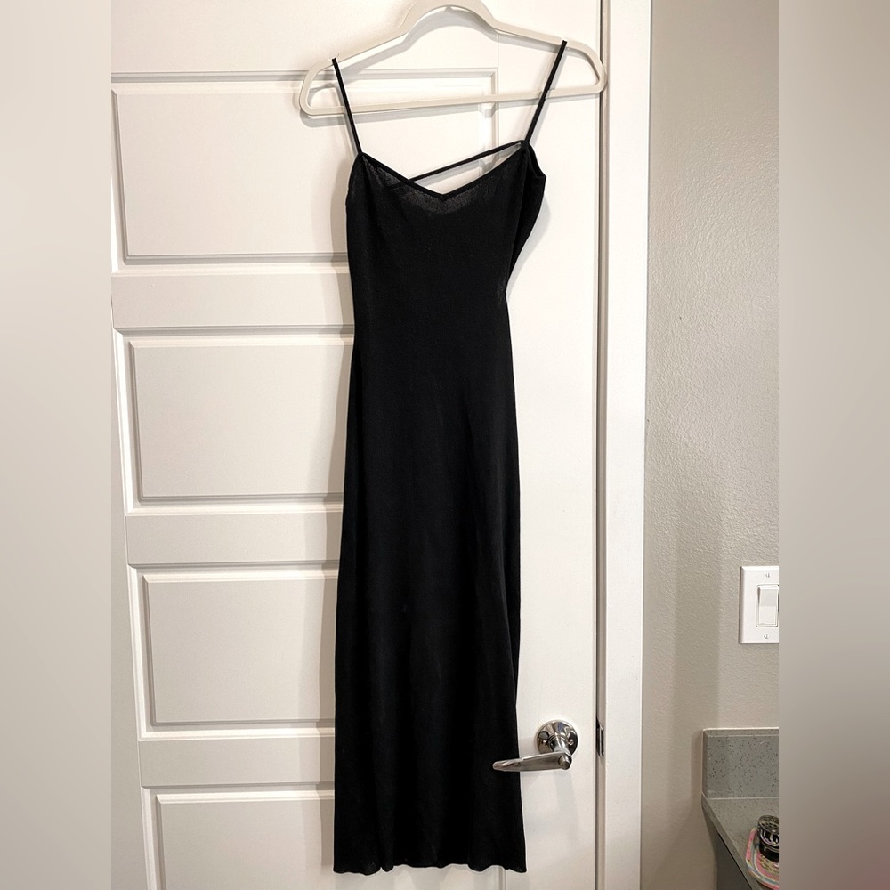 Richard Tyler Black Metallic Asymmetrical Dress/ Vintage